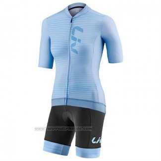 2023 Fahrradbekleidung Frau Liv Licht Blau Trikot Kurzarm Und tragerhose